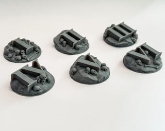 Skull Pit Objective Markers - 40mm Wargaming Base Toppers - Set of 6