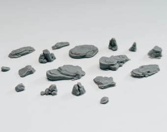 3D Printed Rocky Base Set: Wargame Terrain, Tabletop RPG Miniatures
