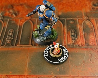 Battle-Shock “Scared Chicken” Token – Set of 5