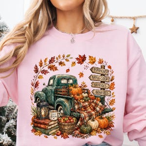 Vintage Fall Truck Sweatshirt and Hoodie, Pumpkin Patch Pullover, Cozy Autumn Graphic Sweatshirt, Apple Cider Hayride Thanksgiving Gift