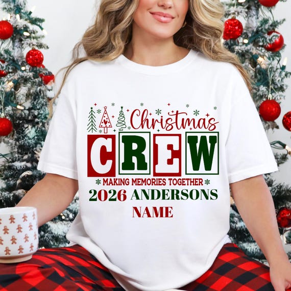 Comfort Colors Christmas Crew Shirt, Personalized Family Name and Year Tee, Matching Family Christmas Shirts, Making Memories Together Gift