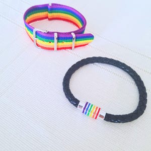 Rainbow Bracelet for Pride – Adjustable Nylon or Braided Leather Wristband – LGBTQ+ Gift for Him, Her, or They – Colorful Unisex Jewelry