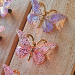 Iridescent Butterfly Hair Clip – Purple, Light Pink, Hot Pink | Cute Glitter Barrettes for Women Girls | Fairycore Aesthetic Hair Accessory