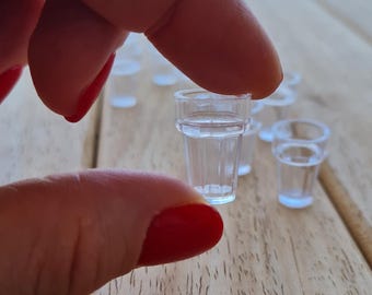 5 pcs Miniature Plastic Cups for Dollhouse – Clear Tiny Toy Cups – Doll Accessories –