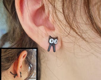 YAYAKO Cute Acrylic Anime Cat Earrings - Lightweight Dangle Charm Earrings For Cat Lovers (Black, Multicolor 394) - View #13