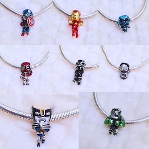 925 Silver Superhero Charms – Pandora Compatible Comic-Inspired Beads – Choose Your Hero