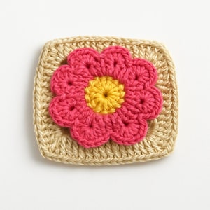 3D Flower Granny Square Crochet Pattern PDF- Easy Floral Motif Tutorial for Blanket, Pillow, Bag Projects