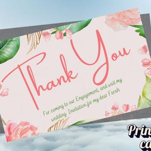 Printable Thank You Card Floral Thank You Card Flower Thank You Card Print at Home Thanks Card Thank You Card For Her Digital Download