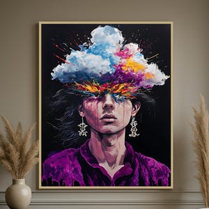 Surreal Portrait Art Print: Modern Gallery Wall Decor (Digital Download, 5 Ratios)