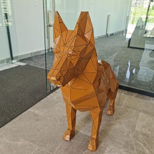 3D Metal German Shepherd Dog Sculpture, Geometric Large Statue, Modern Home Decor, Handmade Gift for Dog Lovers Pet Memorial Art, Restaurant