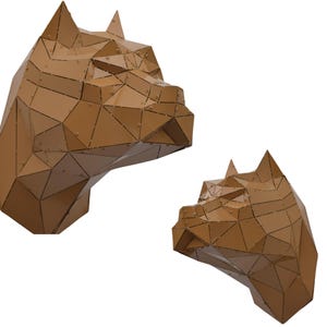 3D Metal Pitbull Dog Head Sculpture, Geometric Wall Art, Modern Statue, Unique Wall Decor for Living Room, Office, Petshop, Restaurant, Cafe