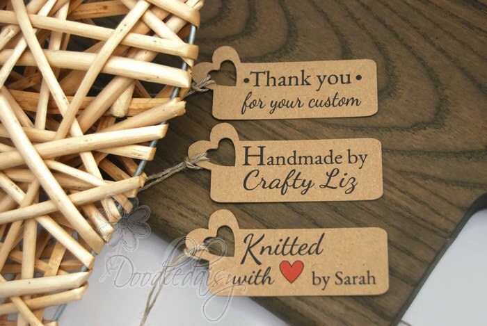 x32 Personalised product tags eco friendly recycled craft labels sewi…