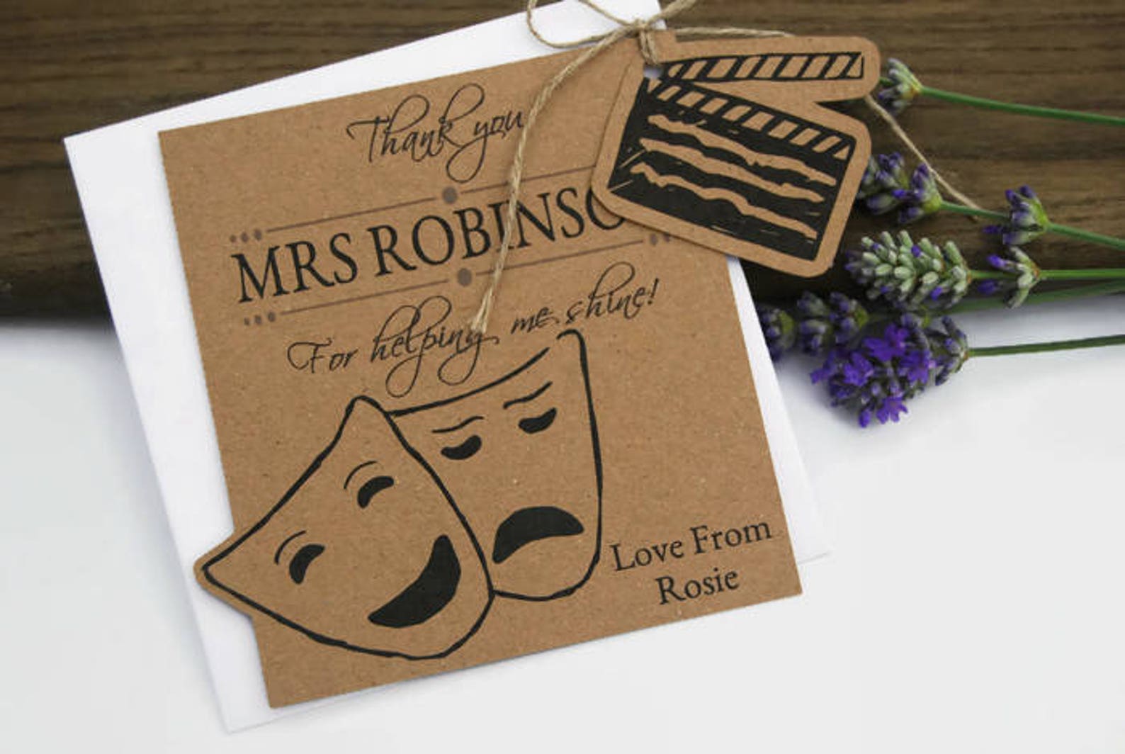Drama Teachers Thank You Card Tag With Envelope Drama Gift Tag Etsy UK