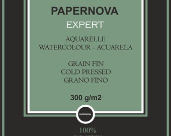 Watercolour Paper PAPERNOVA EXPERT, 300 gsm, А4, 12 sheets Bright White  | High Quality | Made in France