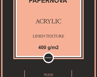 Watercolour Paper PAPERNOVA ACRYLIC, 400 gsm, А4, 12 sheets Natural White  | High Quality | Made in France