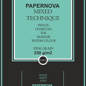 Carta per acquerello PAPERNOVA TECNICA MISTA, 250 g/m², A4, 12 fogli Bianco naturale / Alta qualità / Prodotto in Francia