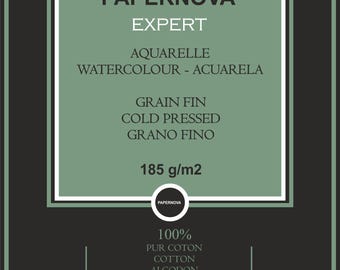 Watercolour Paper PAPERNOVA EXPERT, 185 gsm, А4, 12 Sheets Natural White  | High Quality | Made in France