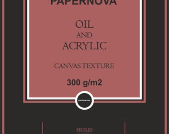 Watercolour Paper PAPERNOVA OIL and ACRYLIC, 300 gsm, А4, 12 sheets Natural White  | High Quality | Made in France