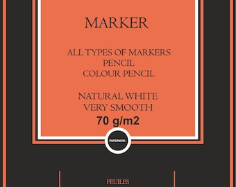 Watercolour Paper PAPERNOVA MARKER, 70 gsm, А4, 40 Sheets Natural White  | High Quality | Made in France