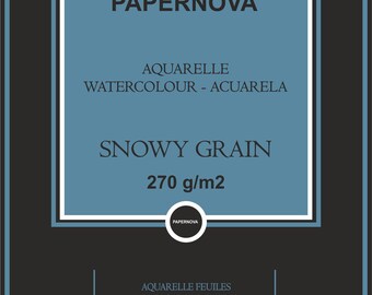 Watercolour Paper PAPERNOVA SNOWY GRAIN, 270 gsm, А4, 12 sheets Natural White  | High Quality | Made in France