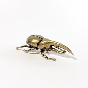 Brass Hercules Beetle Figurine: Vintage Desk Decor, Insect Lover Gift