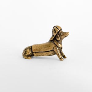 Vintage Brass Dachshund Figurine: Dog Lover Desk Decor