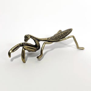 Vintage Brass Praying Mantis Paperweight: Steampunk Desk Decor