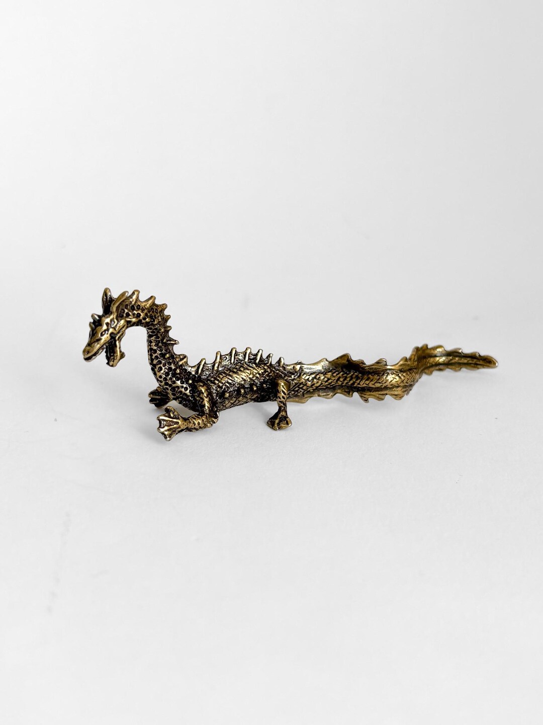 Gold Brass Dragon Figurine – Tea Pet, Mythical Creature Sculpture, Feng ...