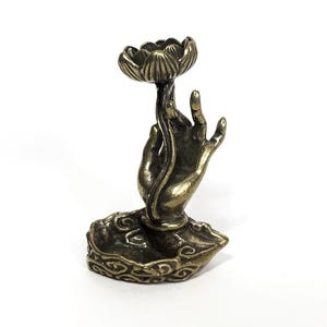Vintage Brass Hand Jewelry Holder: Rose Trinket Dish, Boho Vanity Decor