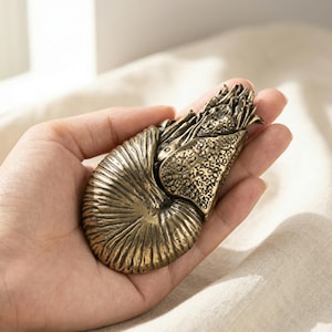 Large Brass Nautilus Shell Statue - Giant Super Spiral Shell Sculpture - Fibonacci Golden Ratio Home Decor - Luxury Coastal Statement Piece