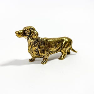 Vintage Brass Dachshund Figurine: Sausage Dog Desk Decor