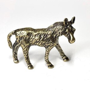 Vintage Brass Donkey Figurine: Farmhouse Animal Sculpture, Good Luck Charm