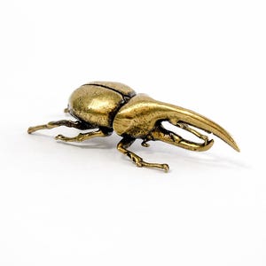 Brass Hercules Beetle Figurine: Vintage Desk Decor, Insect Lover Gift