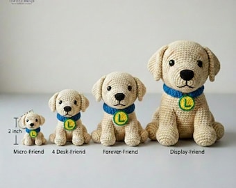 Crochet Labrador Puppy Pattern - Lucky the Labrador Amigurumi (4 Sizes ...