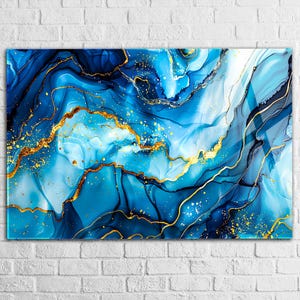 Blue Gold Granite Tempered glass wall art Extra Large Glass wall art, Glass wall Decor, Abstract wall Decor , Modern Home Decor idea gift