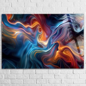Colorful Abstract Tempered glass wall art Extra Large Glass wall art, Glass wall Decor, Abstract wall Decor , Modern Home Decor idea gift