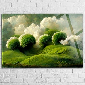 Fairy-tale Green Nature Landscape Tempered glass wall art,Extra Large glass wall art,Glass wallDecor,Nature wall art Gift ideas,Modern Decor