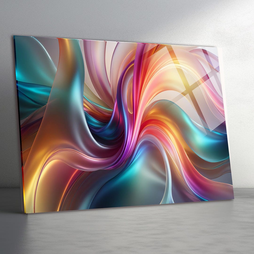 Colorful Tempered Glass All Art Abstract Extra Large Glass Wall Art ...