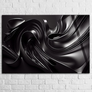 Black Abstract Tempered glass wall art Extra Large Glass wall art, Black Abstract wall Decor , Modern Home Decor idea gift, Glass Backsplash
