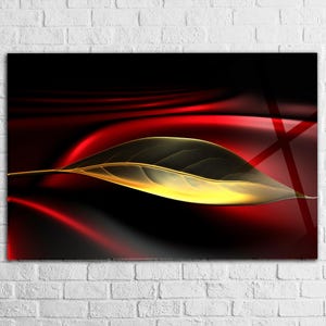 Gold red Tempered glass all art Abstract Extra Large Glass wall art, Glass wall Decor, Colorful Abstract wall Decor , Modern Home Decor idea