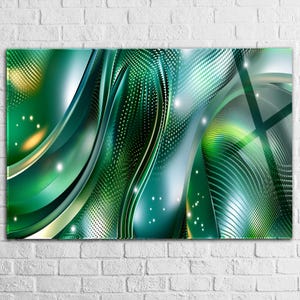 Bright Green Tempered glass wall art Abstract Extra Large Glass wall art, Glass wall Decor, Abstract wall Decor , Modern Home Decor idea