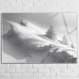 Snowy Mountain Landscape Tempered glass wall art , Extra Large glass wall art, Glass wall Decor,white wall art Gift ideas, Glass Backsplash