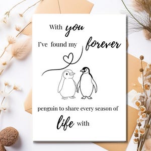 Póster de pared o tarjeta de regalo con frase "Lindo pingüino" / Impresión con frase de amor / Decoración original para el hogar / Impresión acogedora / Regalo original / Aniversario