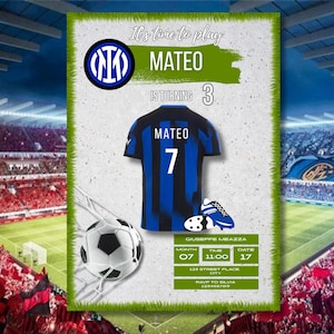 Inter Milans födelsedagsinbjudan | Redigerbar fotbollsfestinbjudan | Fotbollsfödelsedagsinbjudan | Canva-mall