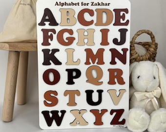 Alphabet-Puzzle mit Ständer, Lernspielzeug für Kleinkinder, ABC-Puzzle, Montessori-Holzbrett, Geschenk zum 2. Geburtstag, Lernspielzeug für Kleinkinder