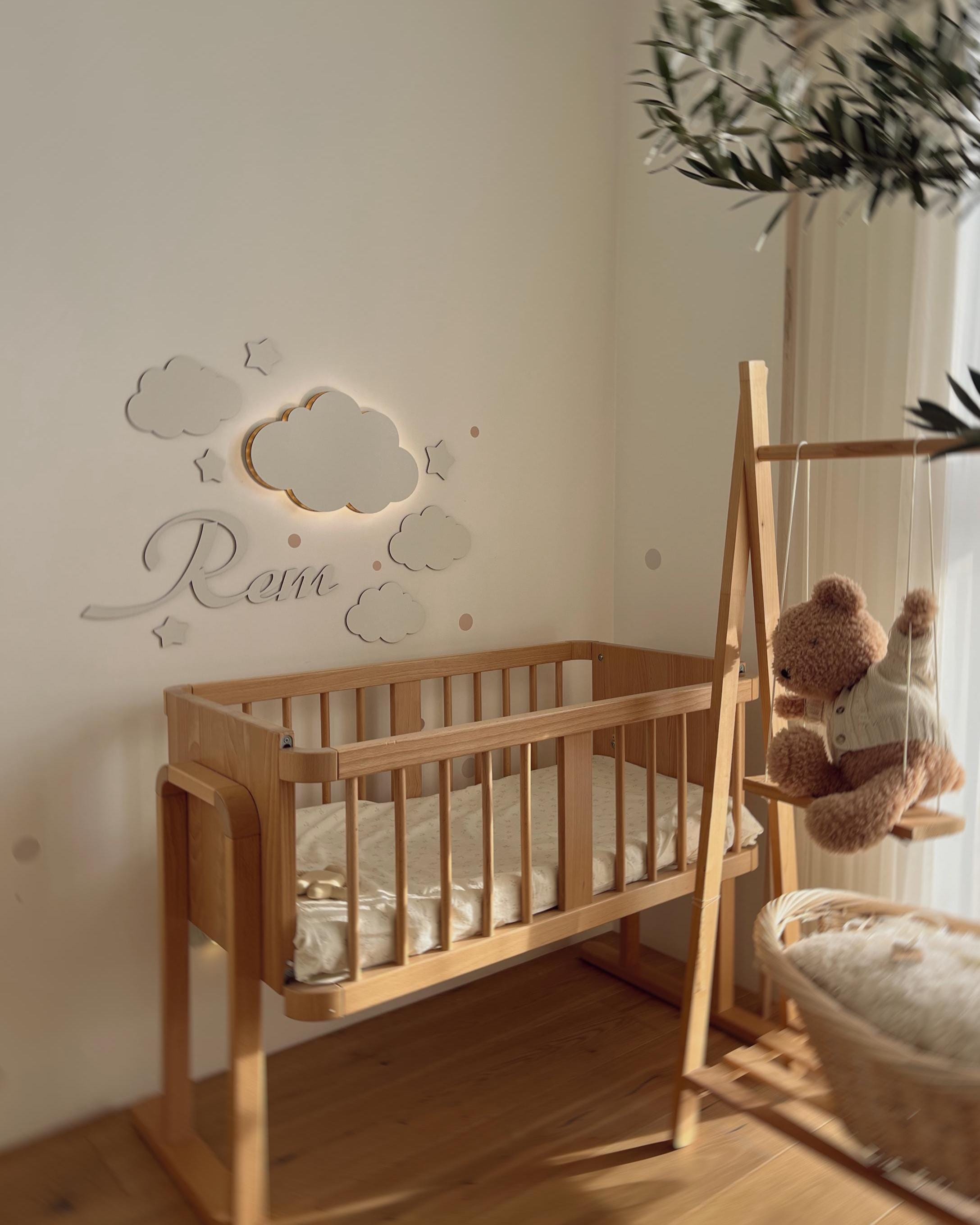 Soft Backlit White Wooden Cloud Wall Light for Nursery, Soft Backlit LED Night Lamp ...