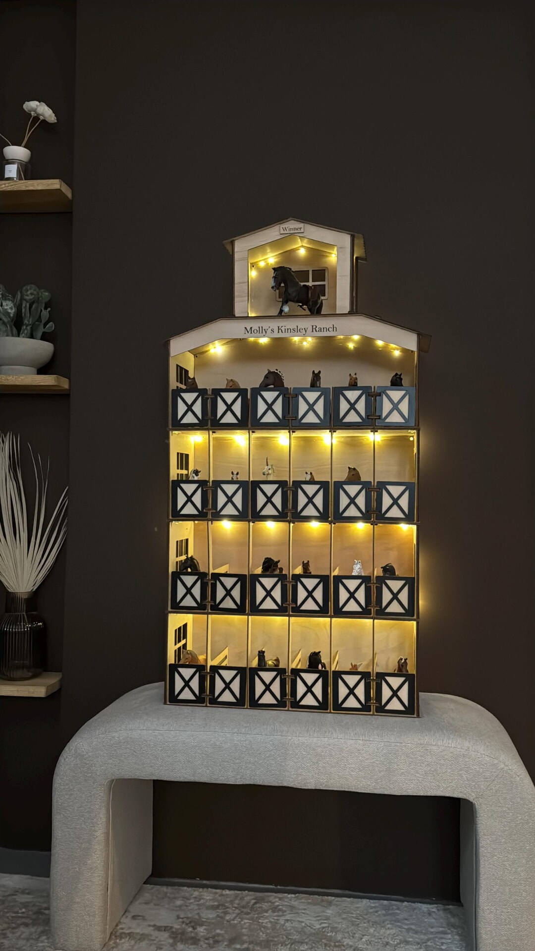 Personalized Wooden Horse Stable With LED, 2 to 4 Tier Multi-stall Toy ...