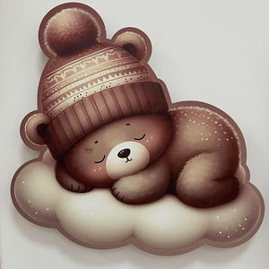 Hölzernes Bären-Nachtlicht, schlafender Bär auf Wolkenlampe, LED-Babyzimmerlicht, Kinderzimmer-Wanddekor, weiches Glow-Nachtlicht, kundenspezifische Kinderlampe