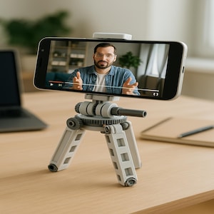 Trépied de téléphone réglable imprimé en 3D - Support de smartphone compact et portable pour bureau, vlogging, tournage
