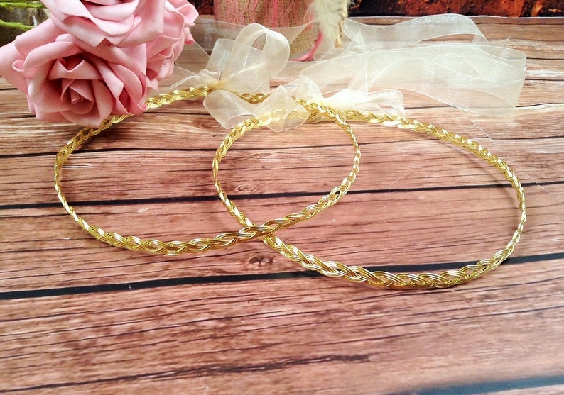 STEFANA Wedding Crowns-Orthodox Stefana Bridal Crowns PLEXIS gold One Pair image 2